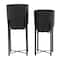 CosmoLiving by Cosmopolitan Black Metal Planter with Removable Stand Set, 22" & 20"